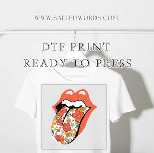 Lips and tongue floral DTF Transfer