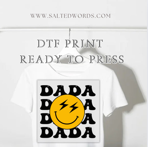 Mama, Dada, Dude lightning bolt smilie face matching shirts DTF print