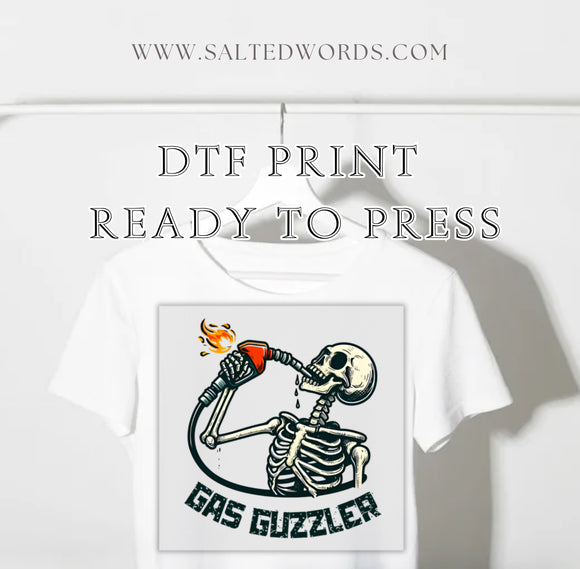 Gas Guzzler Skeleton DTF print transfer Ready to Press