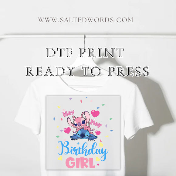 LILO and stitch birthday Girl DTF print