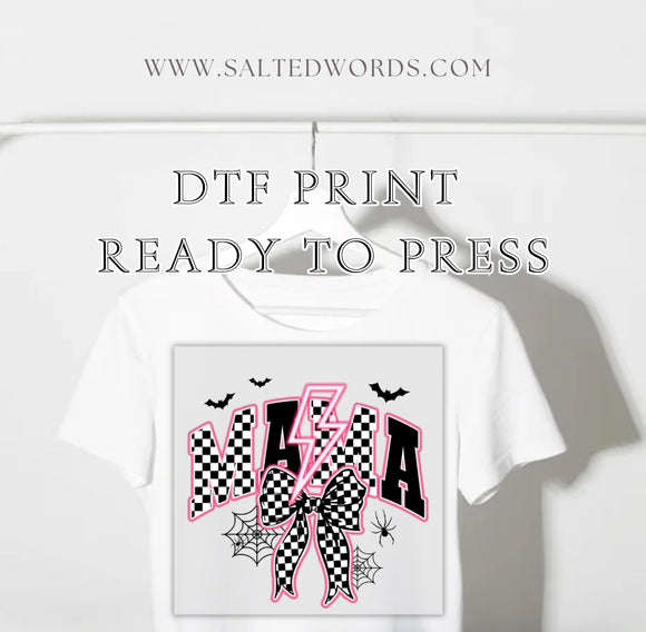 Mama checkered lightning bolt fall DTF print