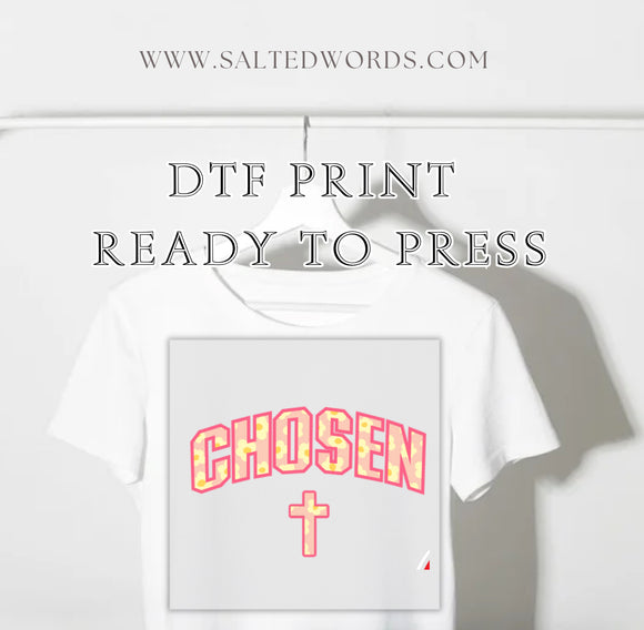 Chosen Cross floral Christian  DTF print transfer Ready to Press