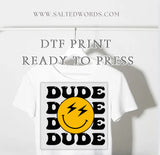 Mama, Dada, Dude lightning bolt smilie face matching shirts DTF print