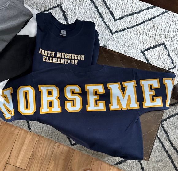 Adult & Youth North Muskegon Norsemen Navy Crewneck 18000 Gildan - Heavy Blend™ Crewneck Sweatshirt