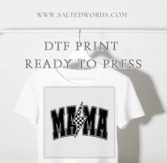 Mama Checkered lightning bolt DTF print transfer Ready to Press