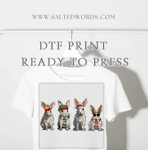 Christmas bunnies DTF print transfer Ready to Press