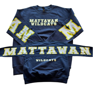 Adult & Youth Mattawan Wildcats Navy Crewneck 18000 Gildan - Heavy Blend™ Crewneck Sweatshirt