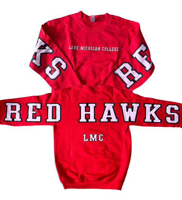 Adult & Youth Lake Michigan College Red hawks Crewneck 18000 Gildan - Heavy Blend™ Crewneck Sweatshirt