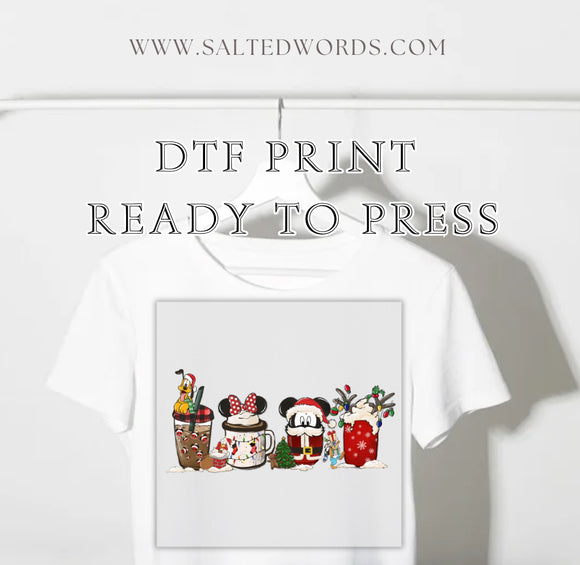 Christmas Minnie & Mickey coffee mugs DTF print transfer Ready to Press