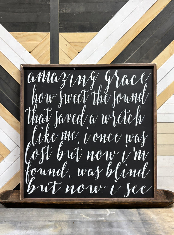 Amazing Grace modern farmhouse sign / Modern Home decor / Christian art / 24x24