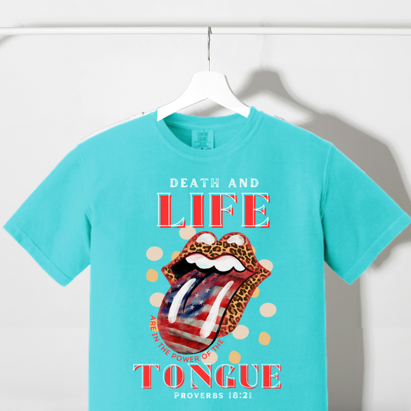 Death and life lips and tongue comfort colors Tshirt - Salted Words, LLC