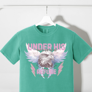 Under his wings you will find refuge angel wings Eagle Religious comfort colors Tshirt - Salted Words, LLC