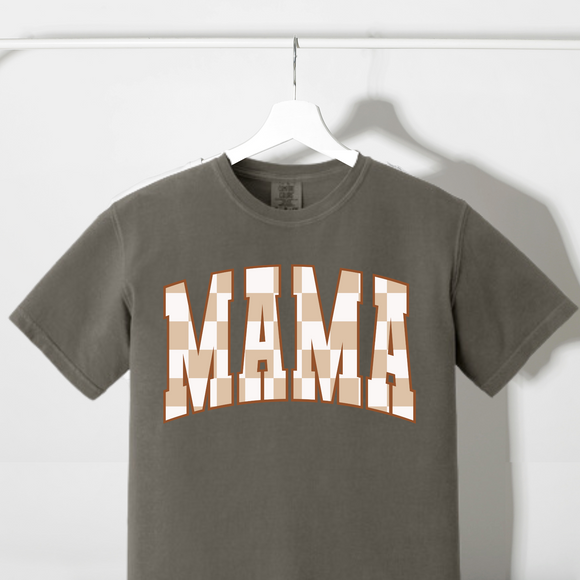 Mama Checkered Comfort Colors Tshirt - Salted Words, LLC