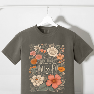 Blessed is she floral Comfort Colors Tshirt - Salted Words, LLC