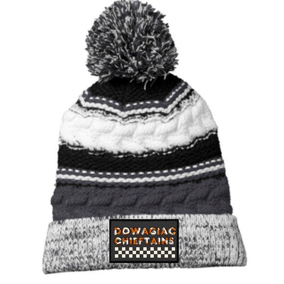 Dowagiac Chieftains Patch Beanie STC21 Sport-Tek® Pom Pom Team Beanie