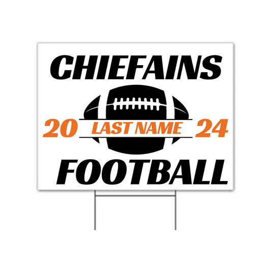 Chieftain outdoor football sign with Personalized players name 18x24" - Salted Words, LLC